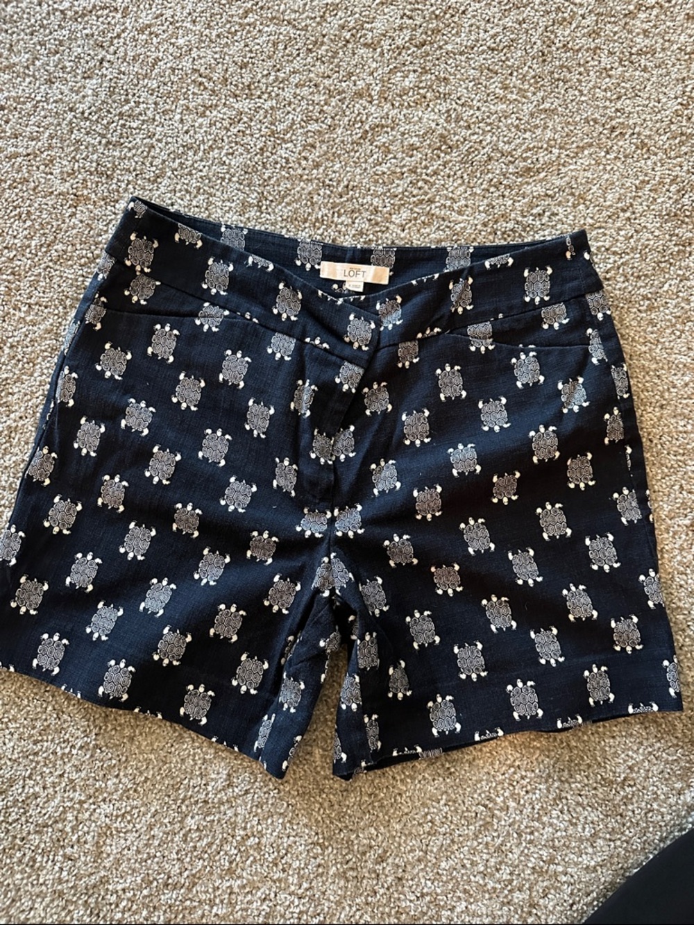 Women’s LOFT Navy Shorts with white Turtle Print